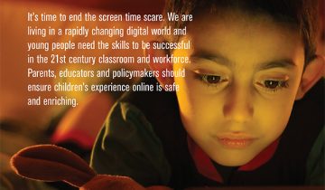 screen time infographic with picture of child looking at screen
