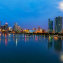 Miami coastline at night
