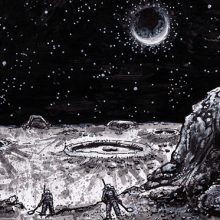 drawing of people on the moon
