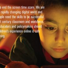 screen time infographic with picture of child looking at screen